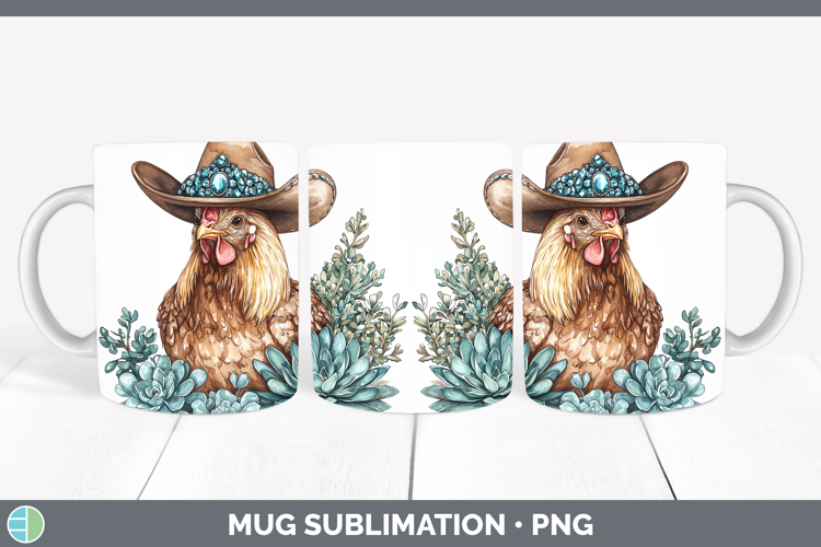 Country Western Chicken Mug Wrap Sublimation Coffee Cup Desi