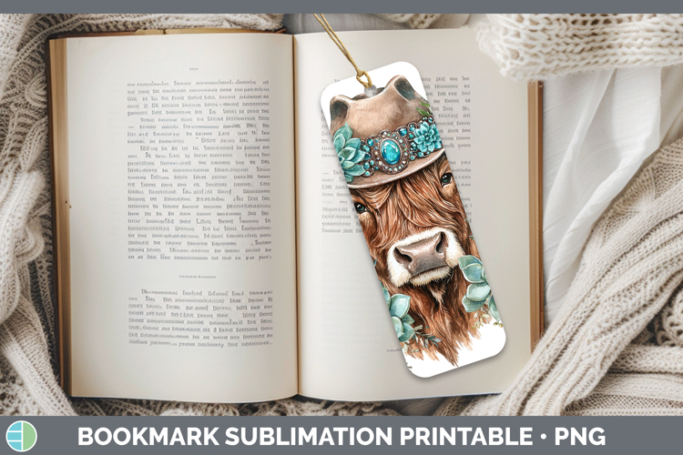 Country Western Highland Cow Bookmark Sublimation Printable