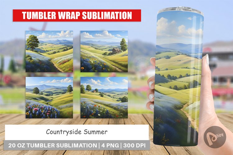 Tumbler Sublimation Wrap Countryside Summer