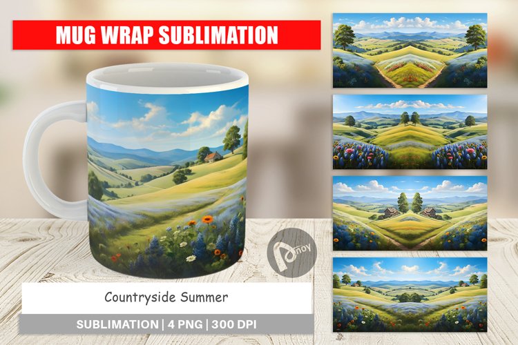 Mug Wrap Design Countryside Summer