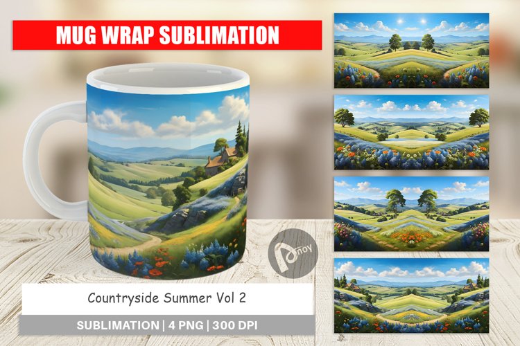 Mug Wrap Design Countryside Summer