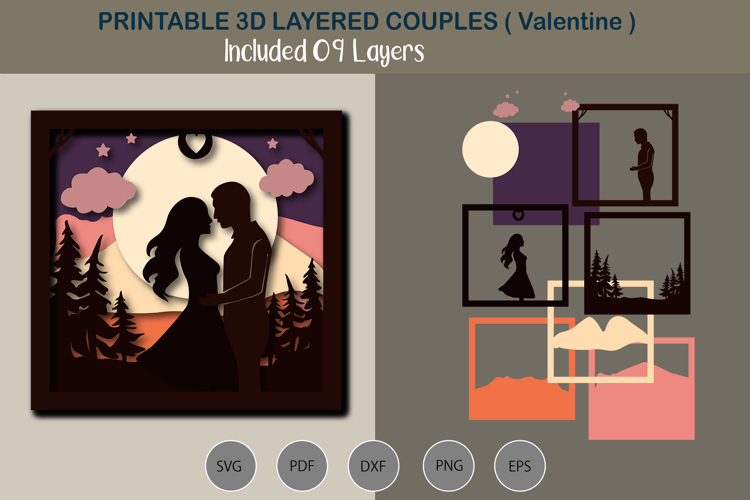 3D Layered Valentines couples