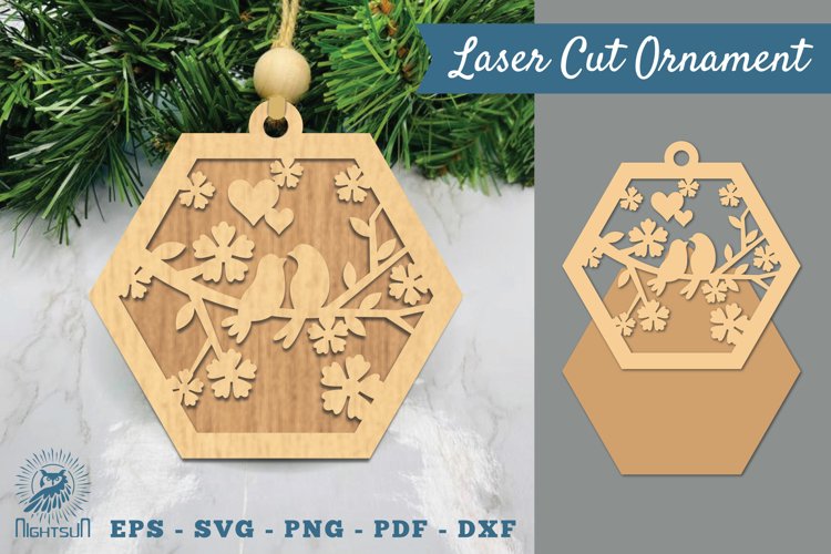 Couple Birds Laser Cut Ornament SVG 1