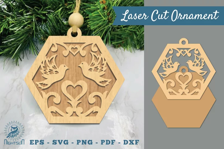 Couple Birds Laser Cut Ornament SVG 2