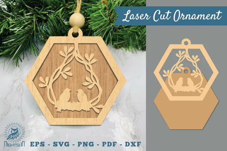 Couple Birds Laser Cut Ornament SVG 4