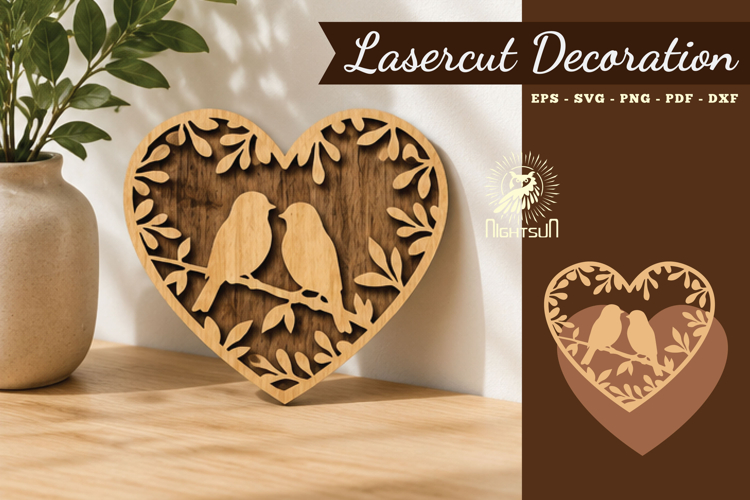 Couple Birds Lasercut Decoration SVG