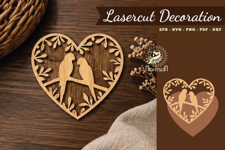 Couple Birds Lasercut Decoration SVG