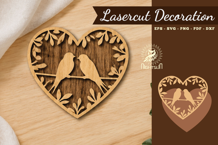 Couple Birds Lasercut Decoration SVG