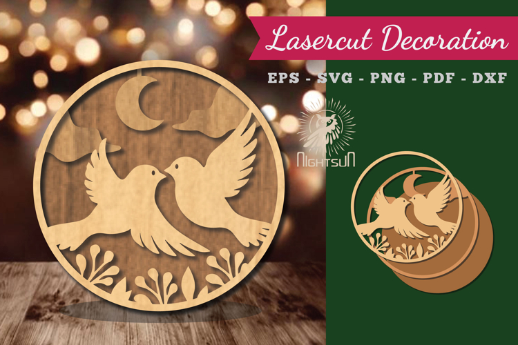 Couple Birds Lasercut Round