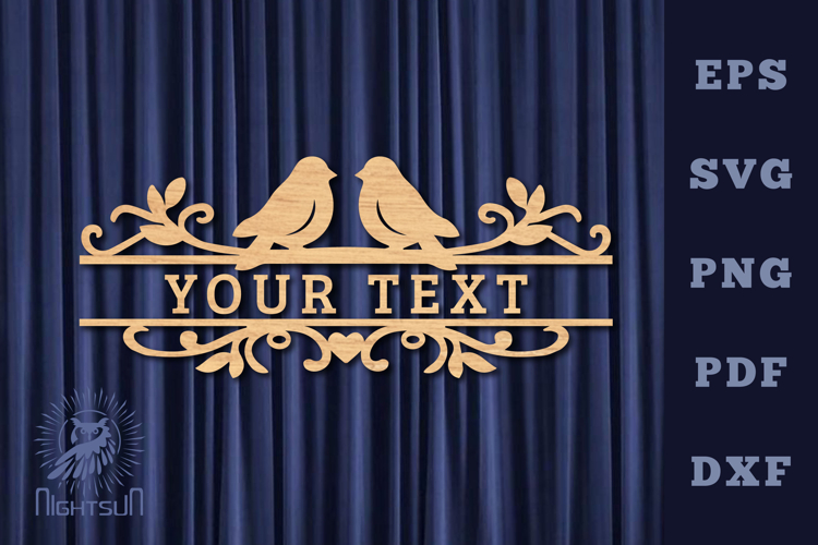 Couple Birds Lasercut Split Monogram SVG