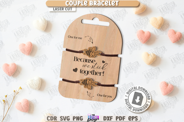Couple Bracelets Laser Cut|Bracelet Charms|Romantic Gift SVG