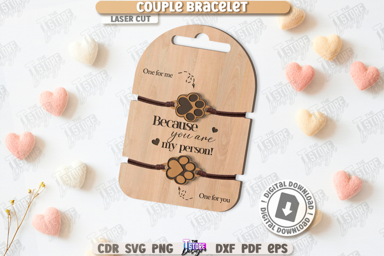 Couple Bracelets Laser Cut|Bracelet Charms|Romantic Gift SVG