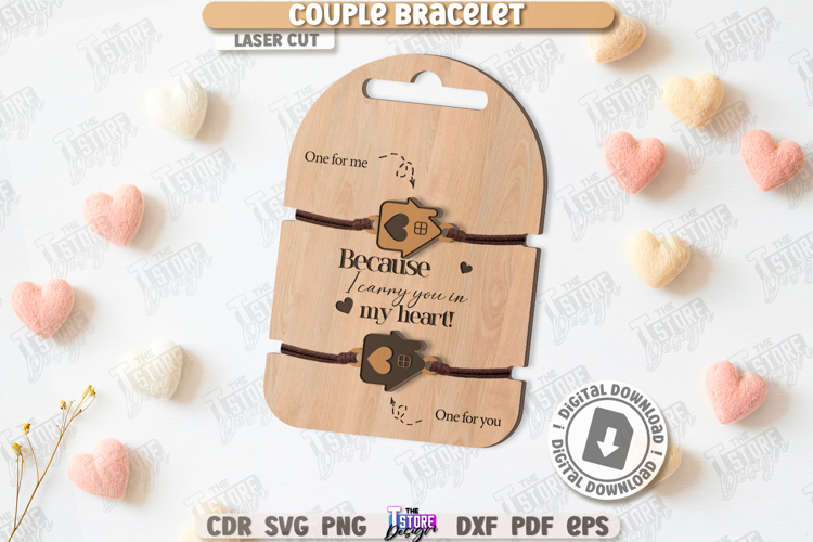 Couple Bracelets Laser Cut|Bracelet Charms|Romantic Gift SVG