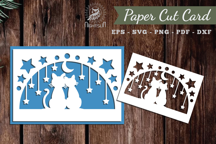 Couple Cats Papercut Card SVG