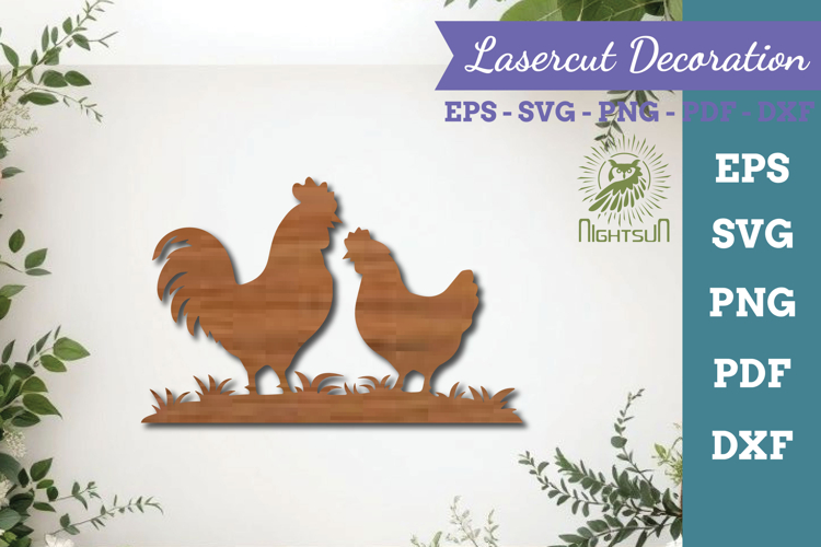 Couple Chicken Lasercut Decoration