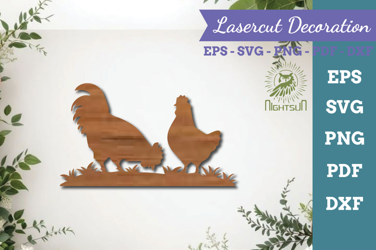 Couple Chicken Lasercut Decoration