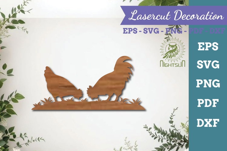 Couple Chicken Lasercut Decoration