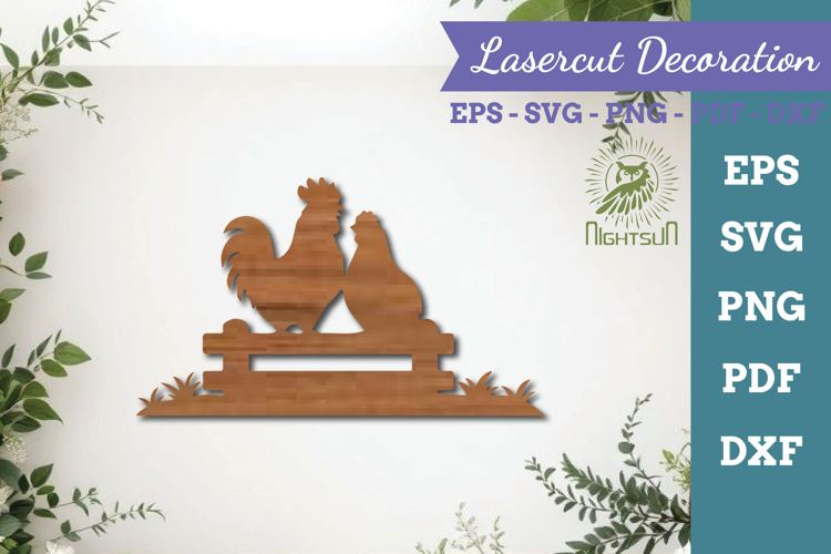 Couple Chicken Lasercut Decoration