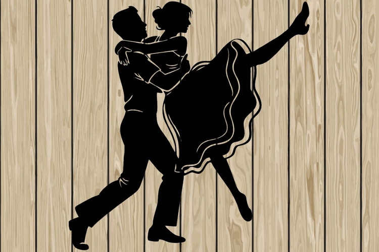 Couple dancer stencil silhouette SVG