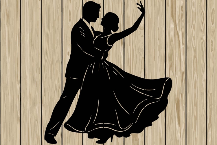 Couple dancer stencil silhouette SVG