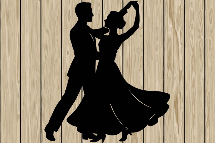 Couple dancer stencil silhouette SVG