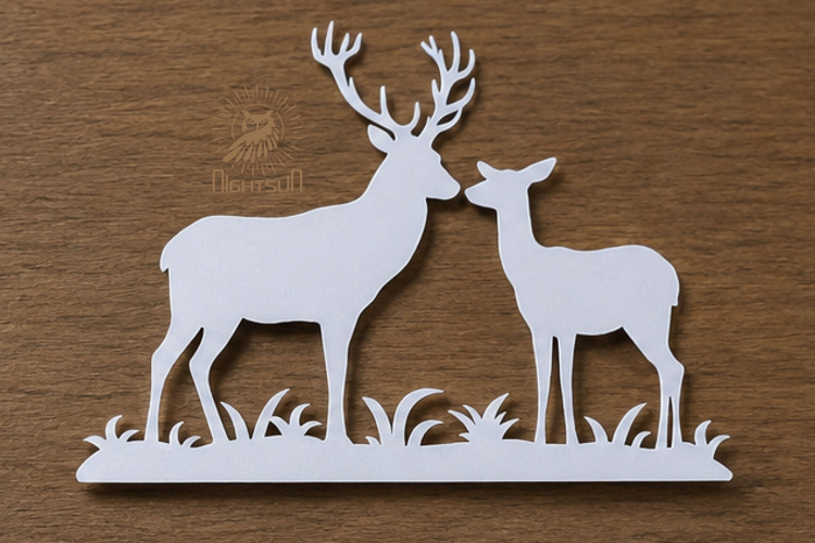 Couple Deer Paper Cutting Design SVG