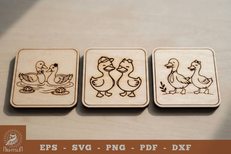 Couple Duck Lasercut Coaster