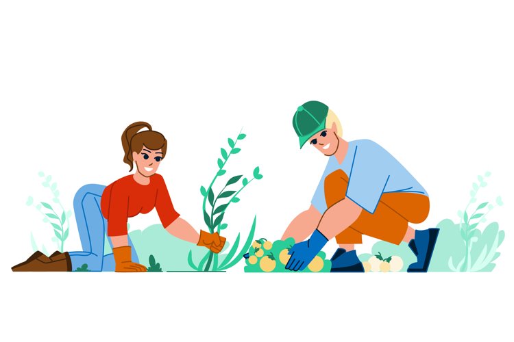 couple gardering vector