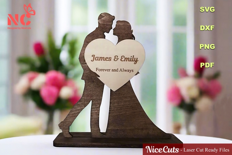Couple Holding Heart Laser Cut Ready Files - Love Sign SVG