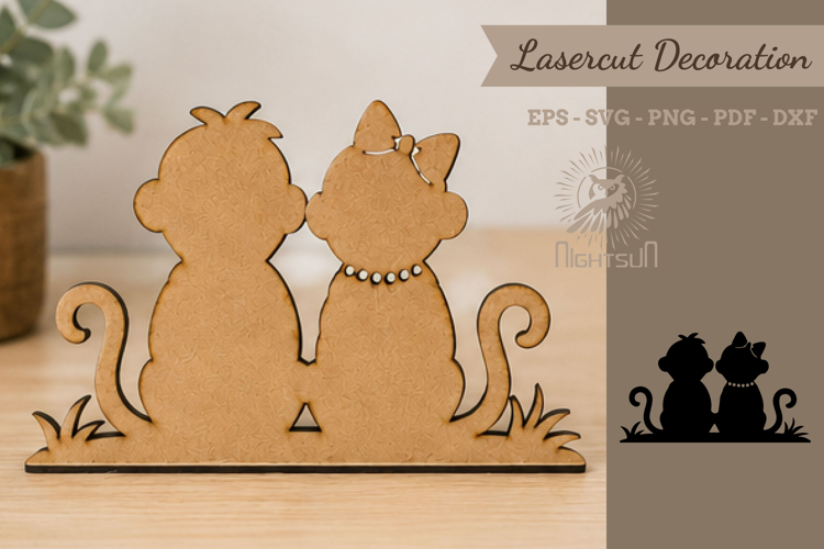 Couple Monkey Lasercut Decoration