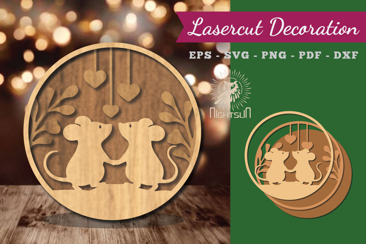 Couple Mouse Lasercut Round
