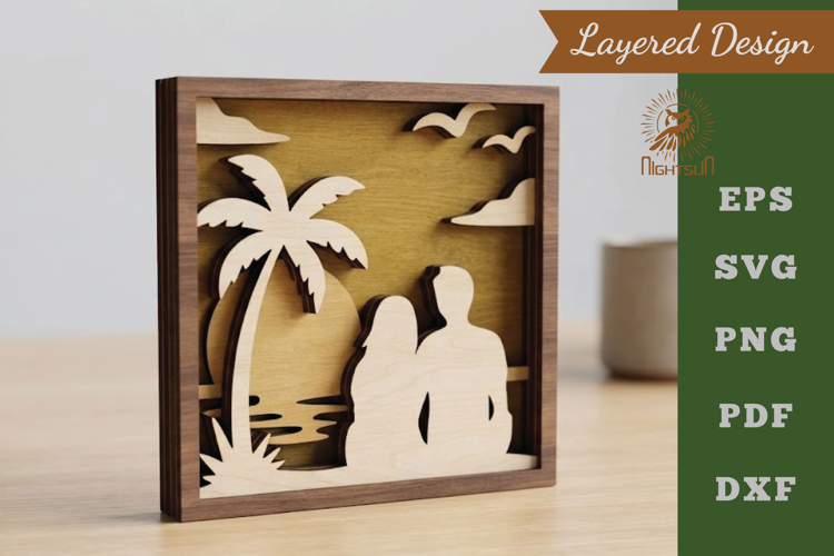 Couple On Beach Lasercut Wall decor SVG