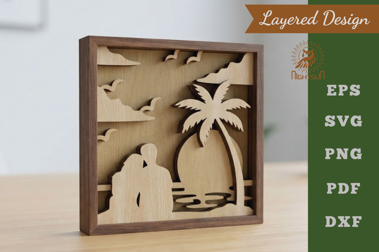 Couple On Beach Lasercut Wall decor SVG