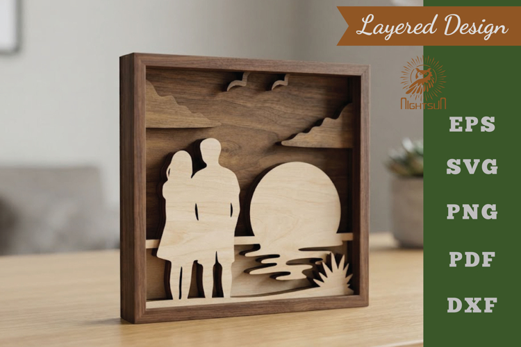 Couple On Beach Lasercut Wall decor SVG