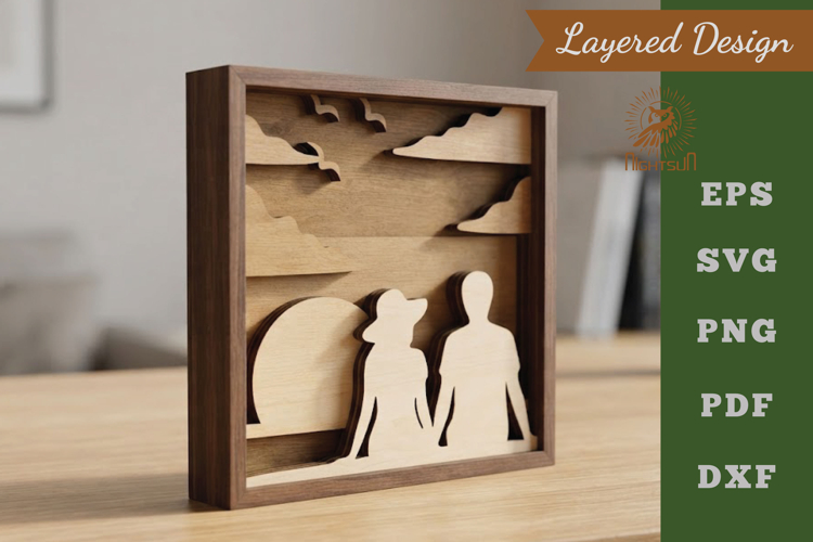 Couple On Beach Lasercut Wall decor SVG