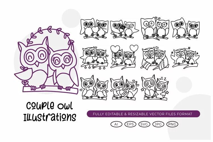 Couple Owl Illustrations