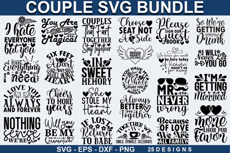 Couple SVG Bundle - Couple T-shirt Design