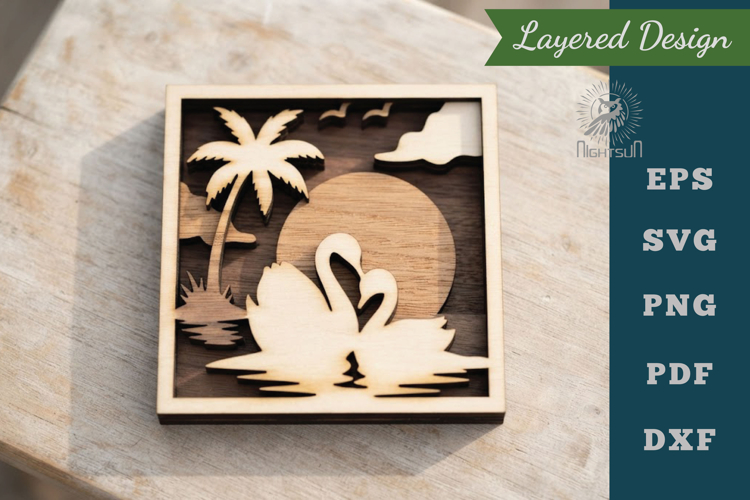Couple Swan Lasercut Wall Decor SVG