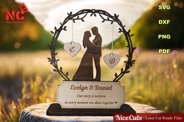 Couple Gift Laser Cut Files - Romantic Wedding Love Sign SVG example image 1