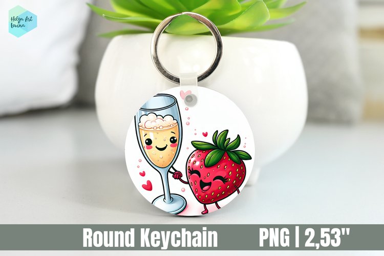 Funny Drink Valentines day Keychain, Circle Key Keychain