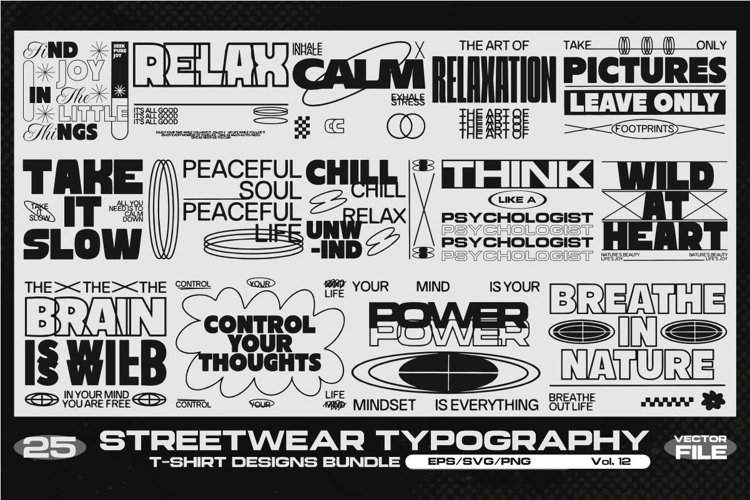 Streetwear Typography Vol. 12 T-shirt Design Bundle example image 1