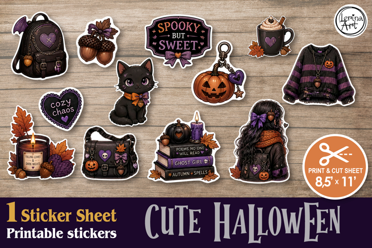 Little Witch. Stickers design PNG