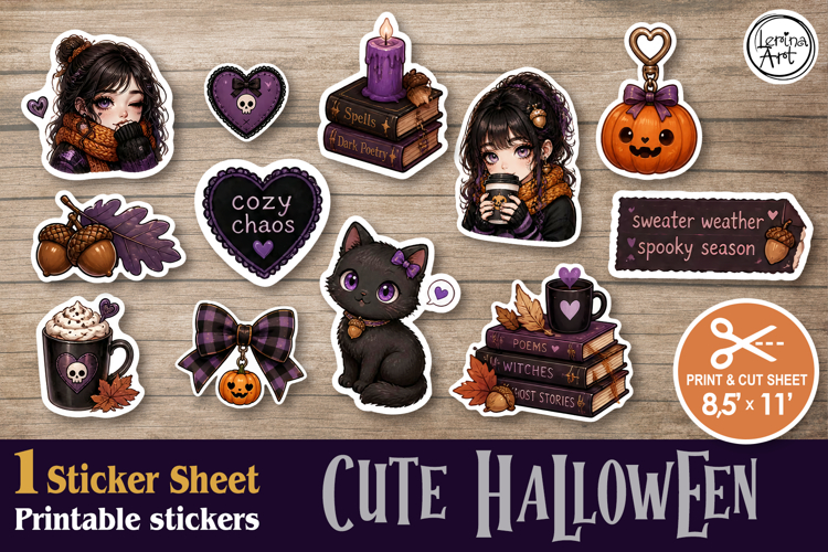 Little Witch. Stickers design PNG