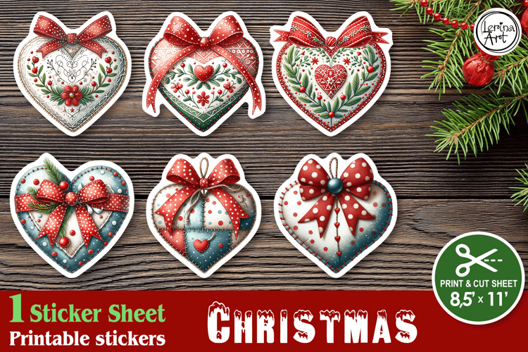Christmas. Print & Cut Stickers PNG / Christmas Tartan Heart