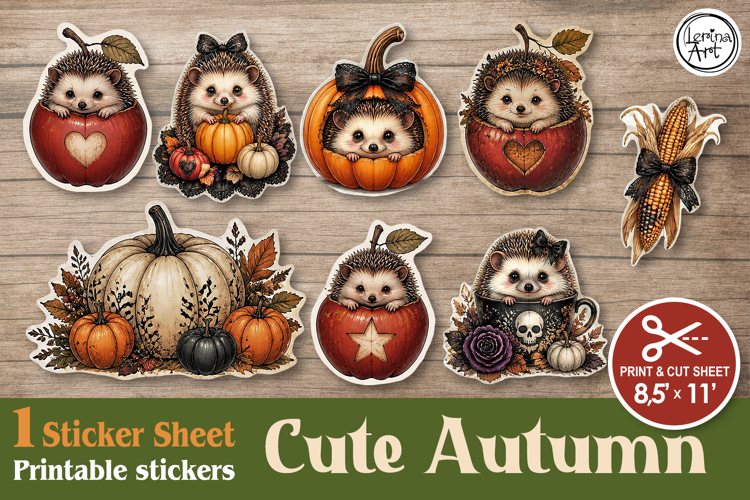 Cozy Autumn. Stickers design PNG