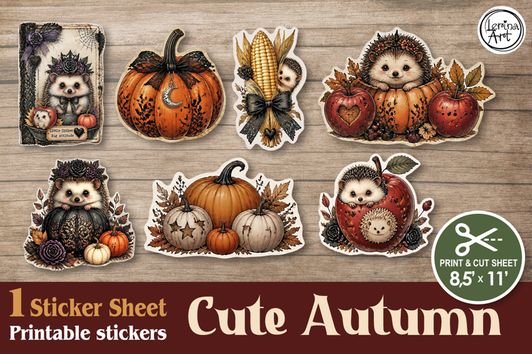 Cozy Autumn. Stickers design PNG