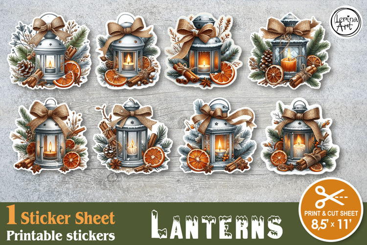 Christmas Lantern. Print & Cut Stickers PNG