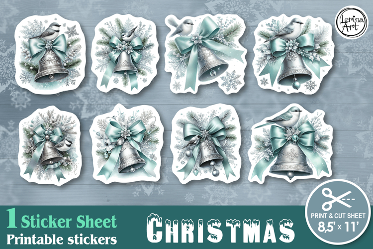Christmas. Print & Cut Stickers PNG / Christmas Bell