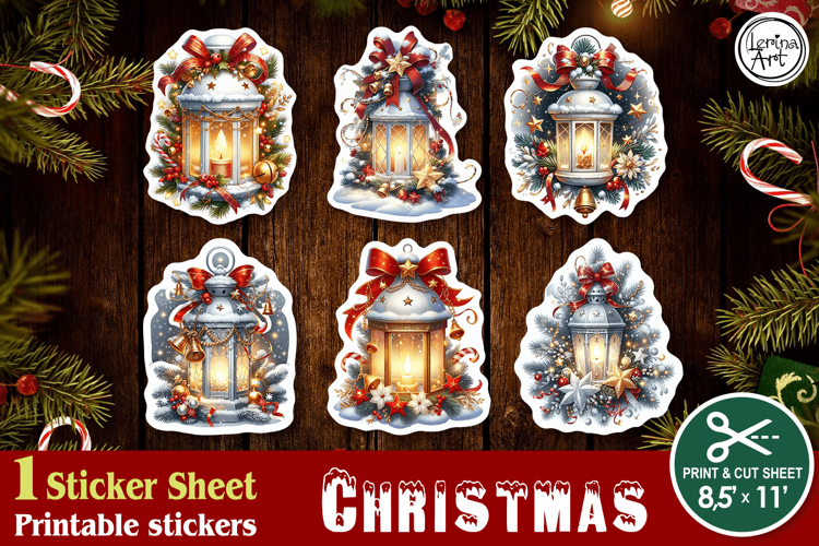 Christmas. Print & Cut Stickers PNG / Lantern