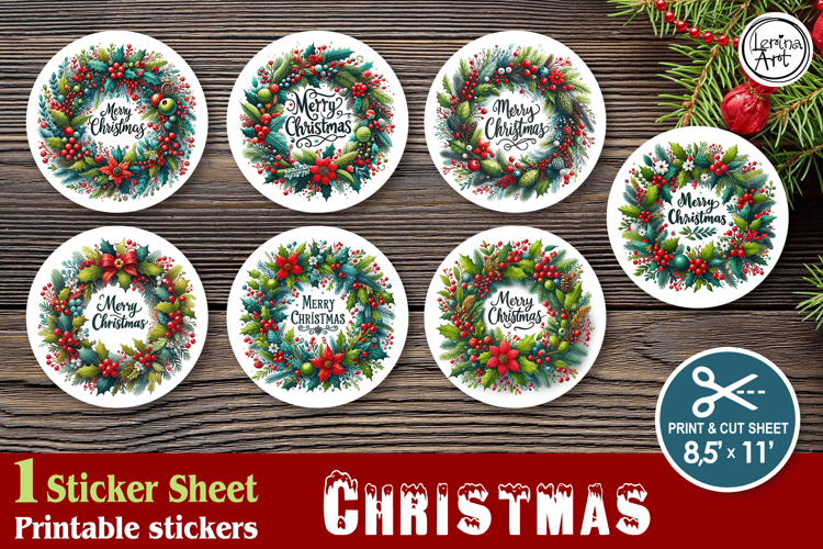 Christmas. Print & Cut Stickers PNG / Christmas Tag